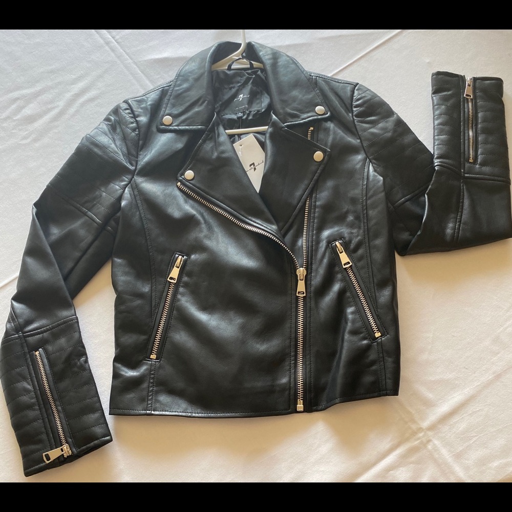NEW 7 for all mankind black biker jacket